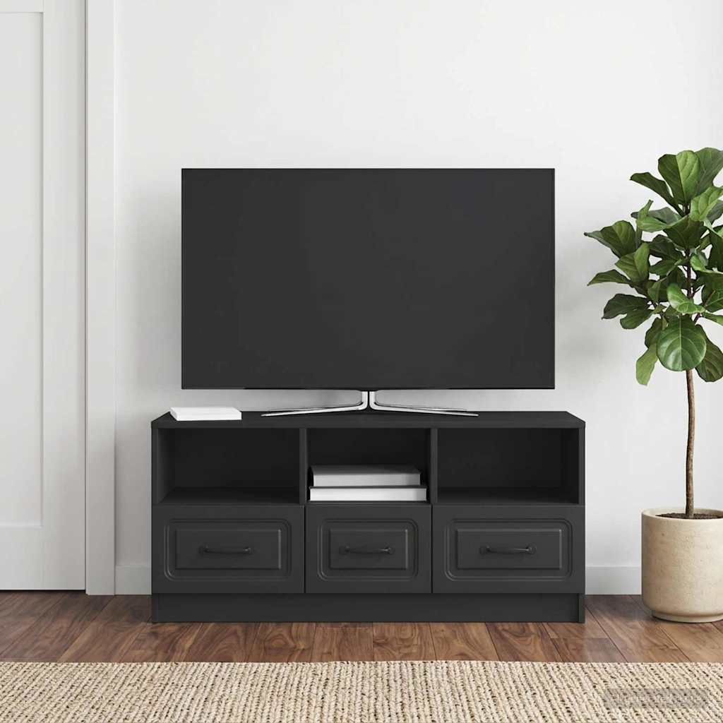 TV szekrény fiókkal Fekete 102 x 34,5 x 47 cm Szerelt Fa