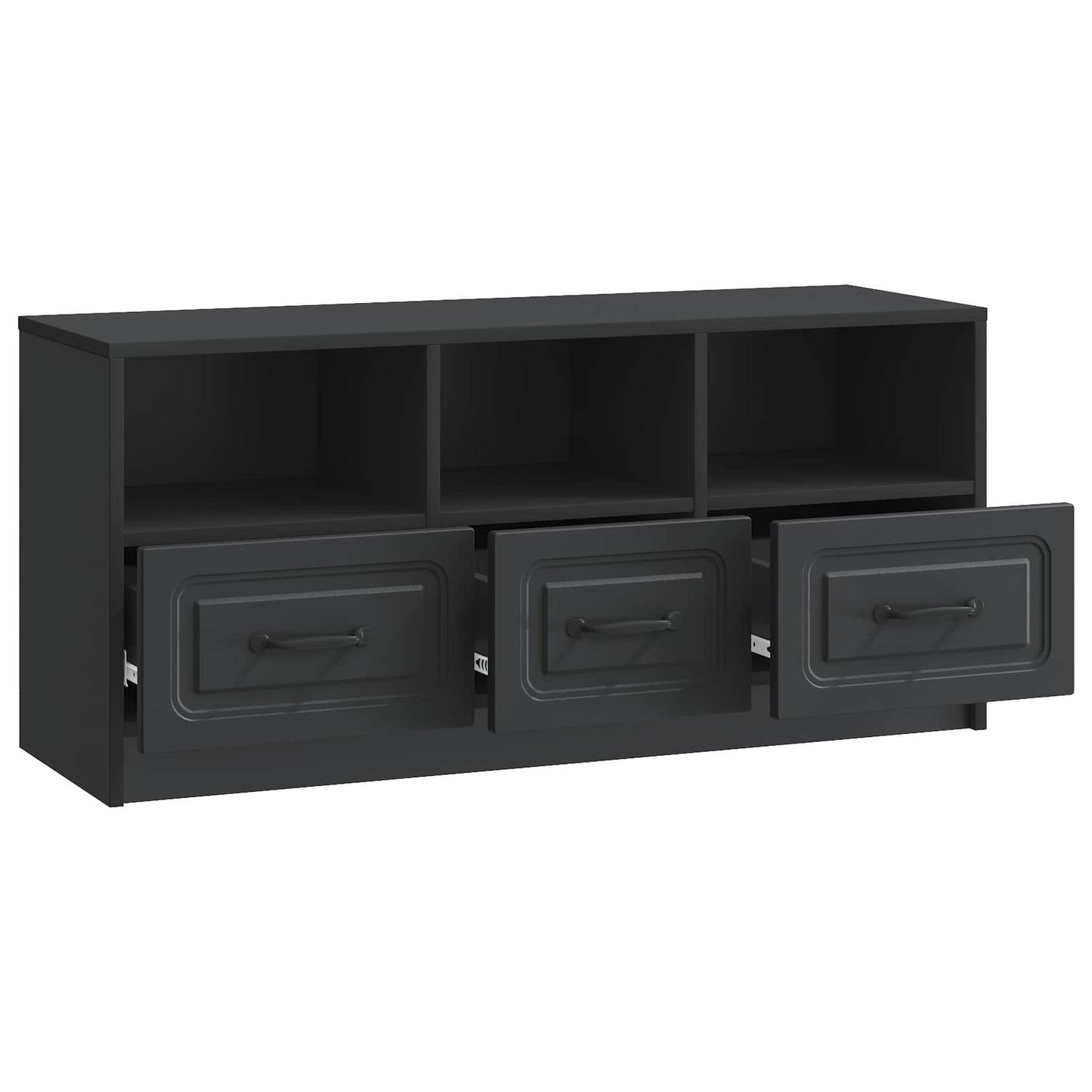 TV szekrény fiókkal Fekete 102 x 34,5 x 47 cm Szerelt Fa