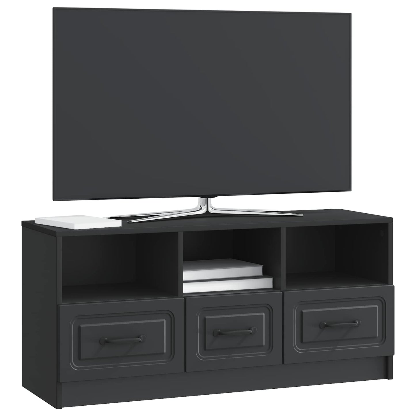 TV szekrény fiókkal Fekete 102 x 34,5 x 47 cm Szerelt Fa