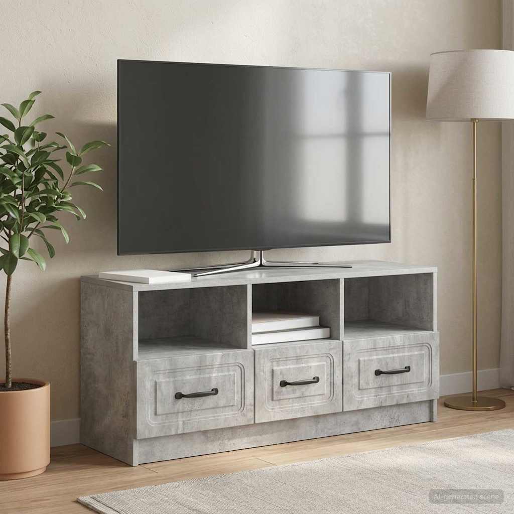 TV szekrény fiókkal Betonszürke 102 x 34,5 x 47 cm Szerelt Fa