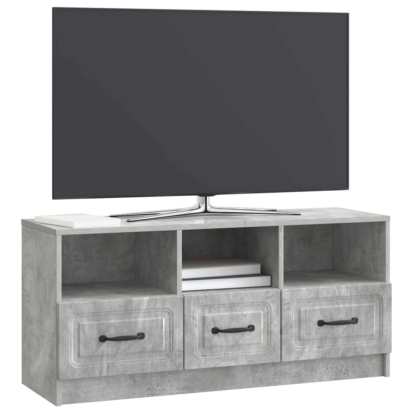 TV szekrény fiókkal Betonszürke 102 x 34,5 x 47 cm Szerelt Fa