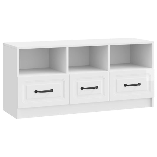 TV szekrény Magasfényű Fehér 102 x 34,5 x 47 cm Szerelt Fa