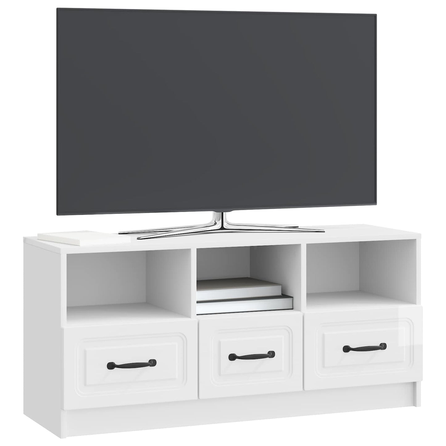 TV szekrény Magasfényű Fehér 102 x 34,5 x 47 cm Szerelt Fa