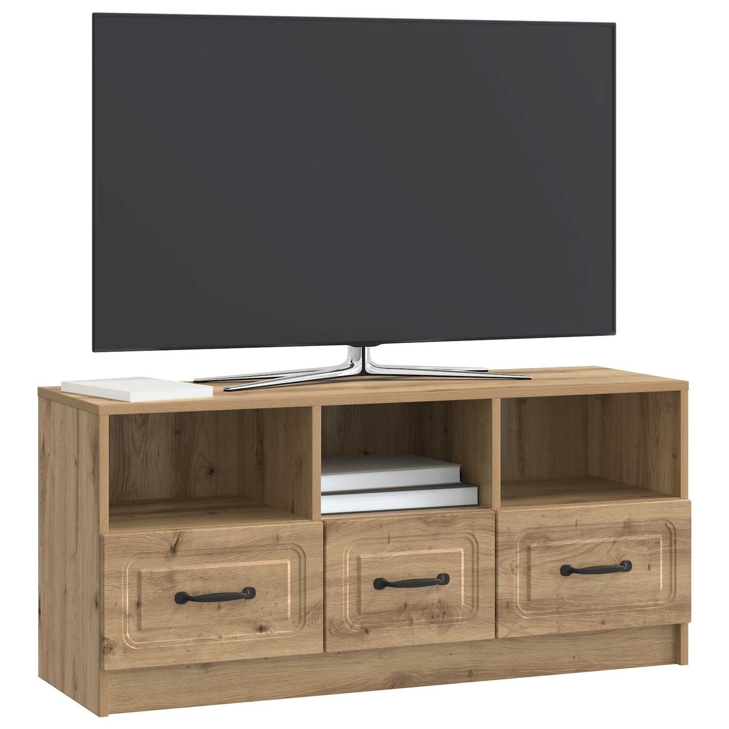 TV szekrény 102 x 34,5 x 47 cm Kézműves Tölgy Szerelt Fa
