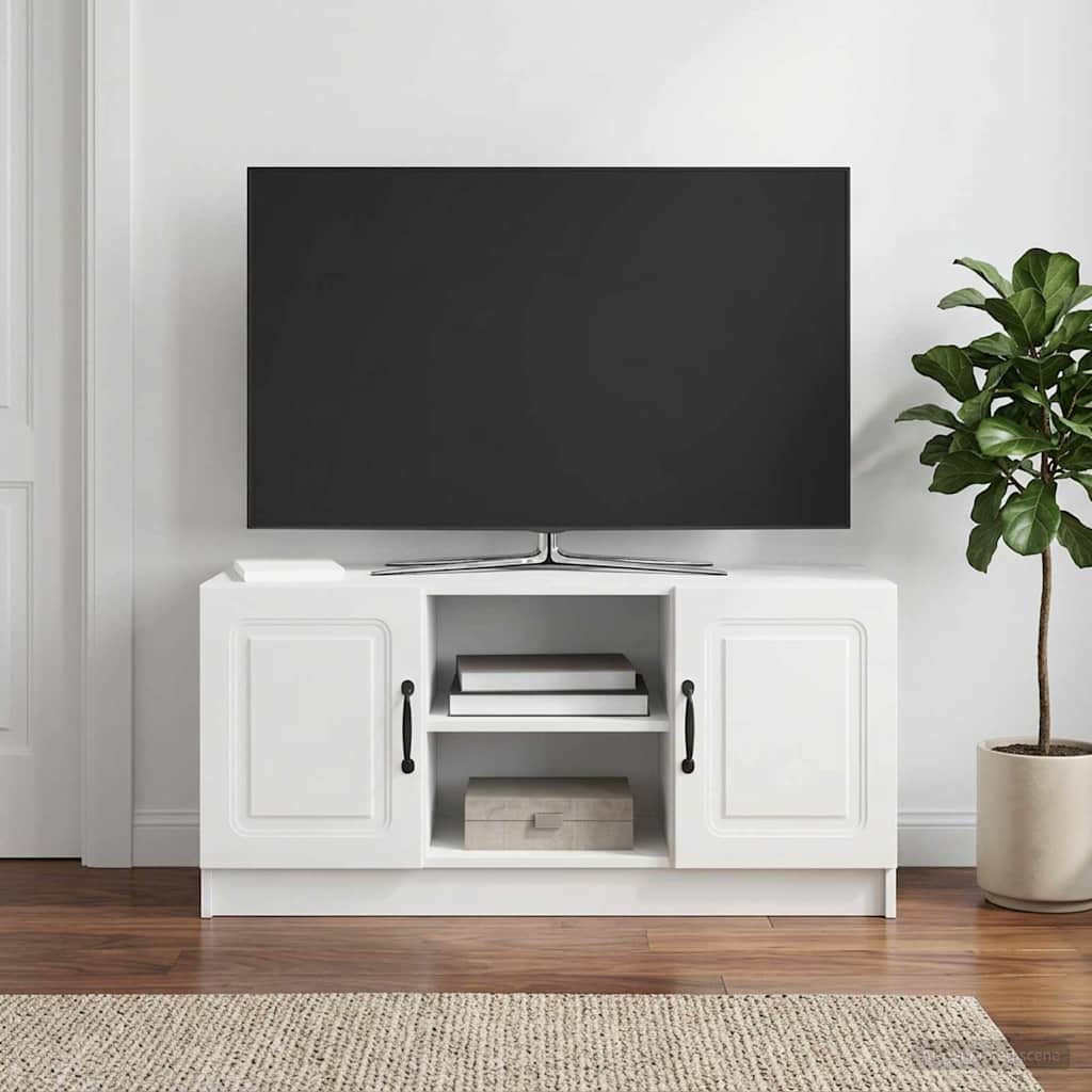 TV szekrény Magasfényű Fehér 102 x 34,5 x 47 cm Szerelt Fa