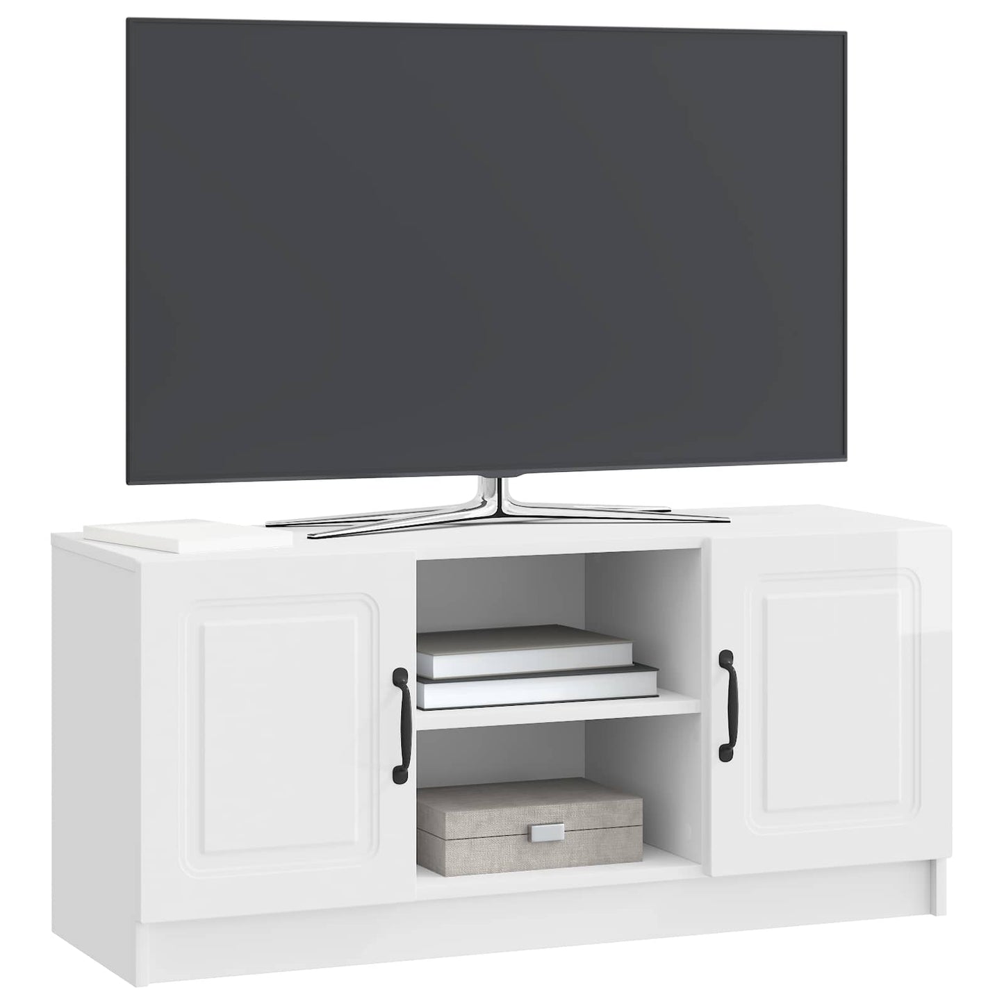 TV szekrény Magasfényű Fehér 102 x 34,5 x 47 cm Szerelt Fa