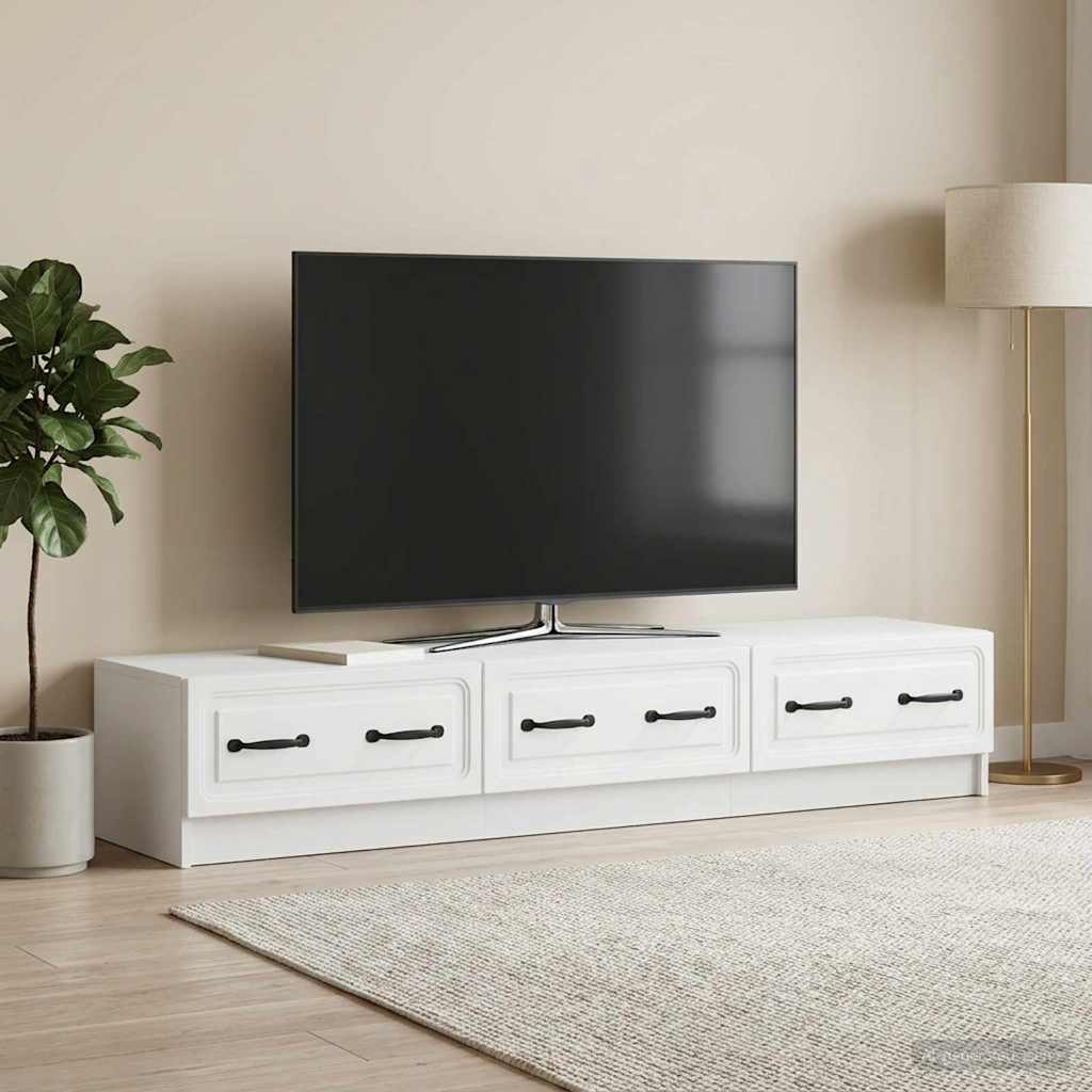 TV szekrény fiókkal Fehér 147 x 34,5 x 27 cm Szerelt Fa