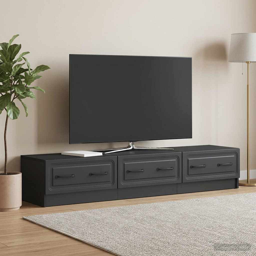 TV szekrény fiókkal Fekete 147 x 34,5 x 27 cm Szerelt Fa