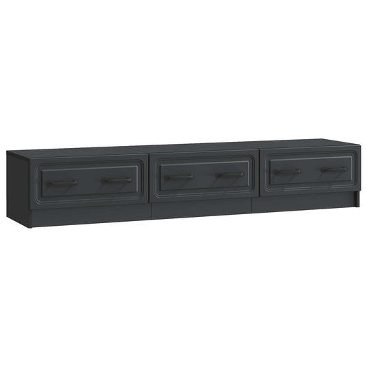 TV szekrény fiókkal Fekete 147 x 34,5 x 27 cm Szerelt Fa