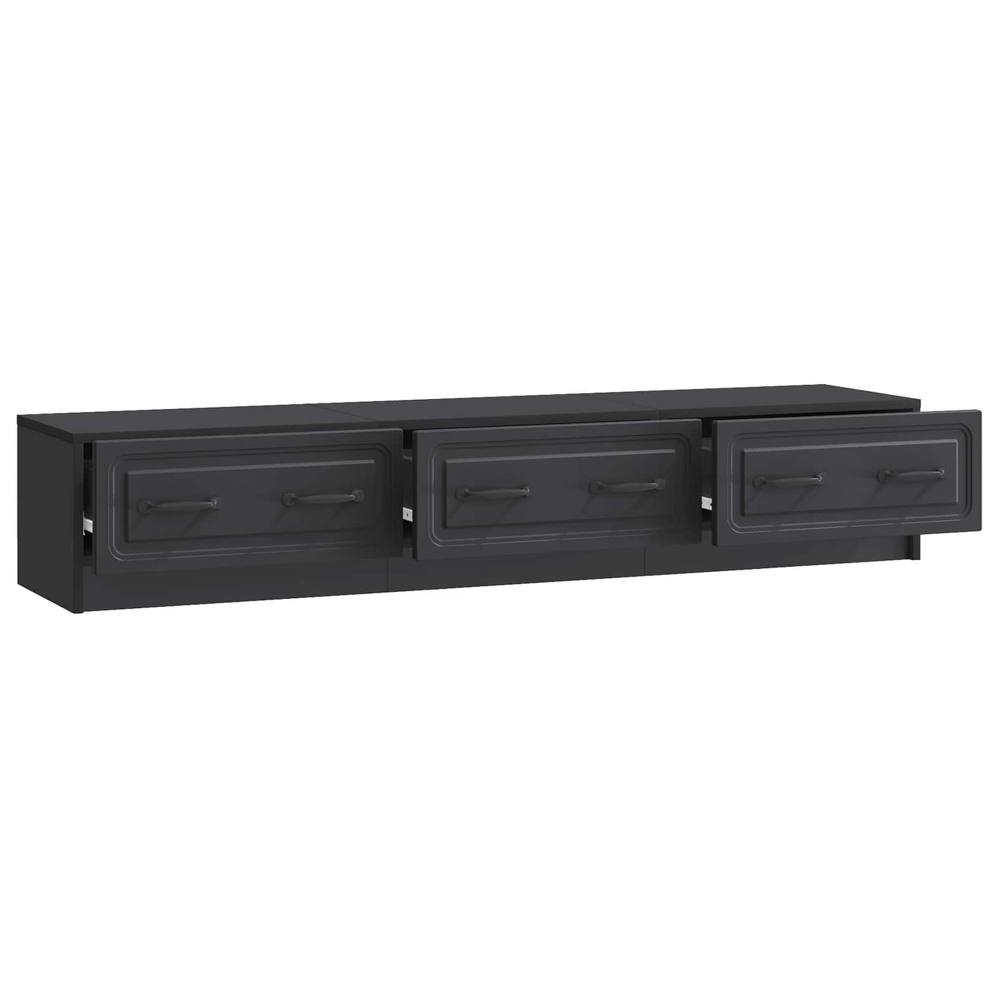 TV szekrény fiókkal Fekete 147 x 34,5 x 27 cm Szerelt Fa