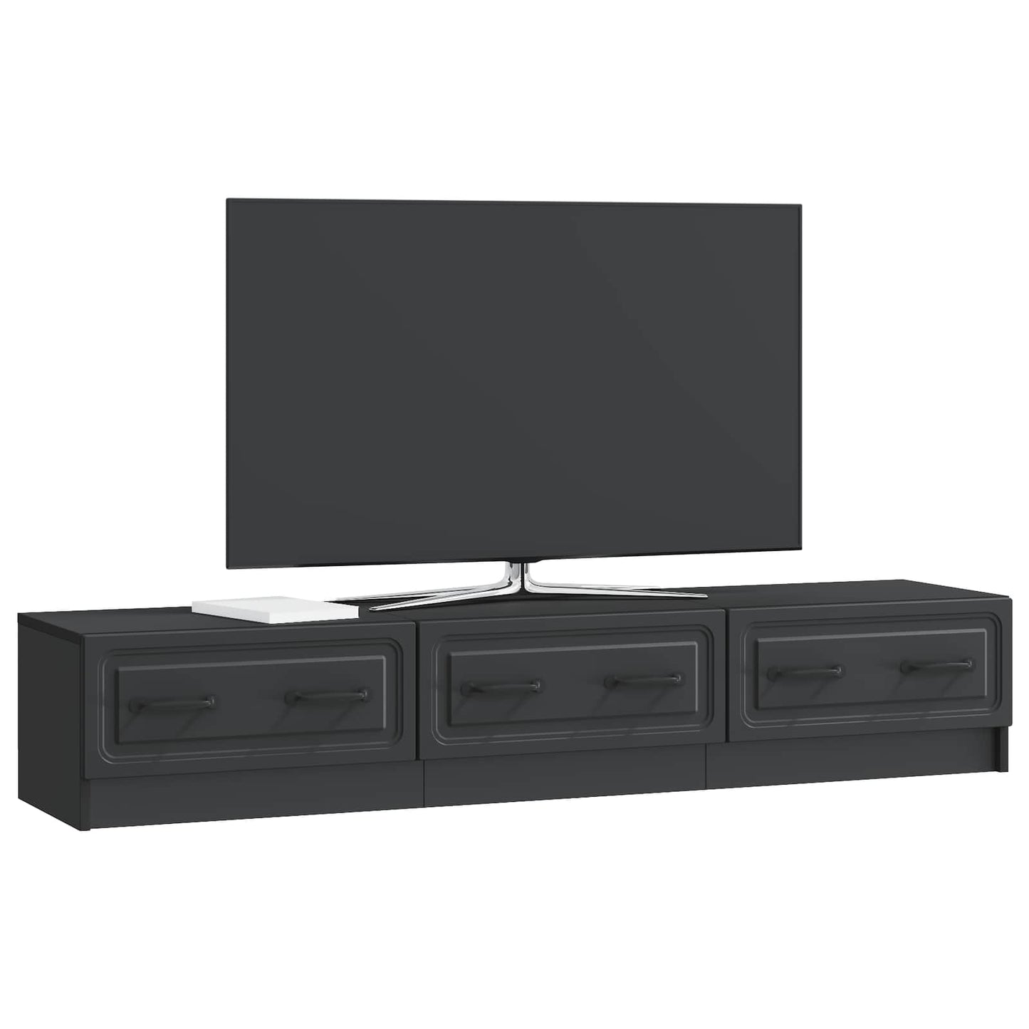 TV szekrény fiókkal Fekete 147 x 34,5 x 27 cm Szerelt Fa