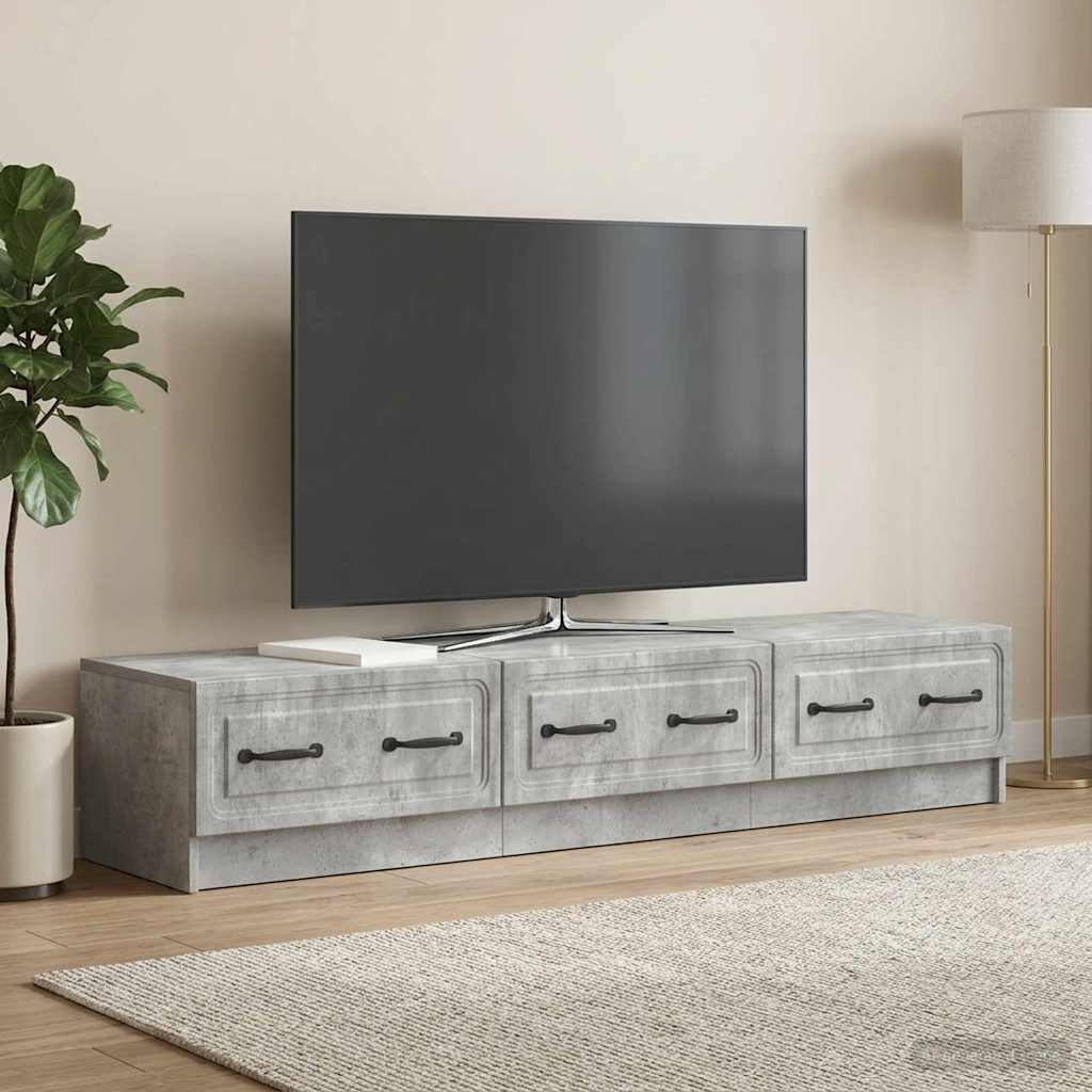 TV szekrény fiókkal Betonszürke 147 x 34,5 x 27 cm Szerelt Fa