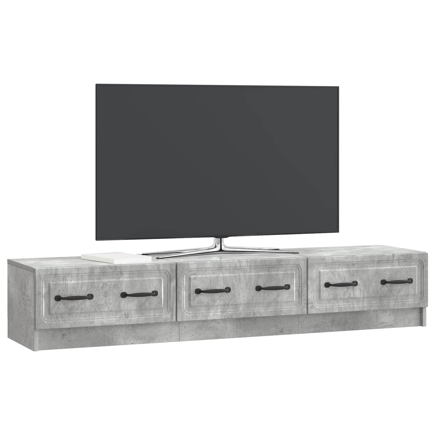 TV szekrény fiókkal Betonszürke 147 x 34,5 x 27 cm Szerelt Fa