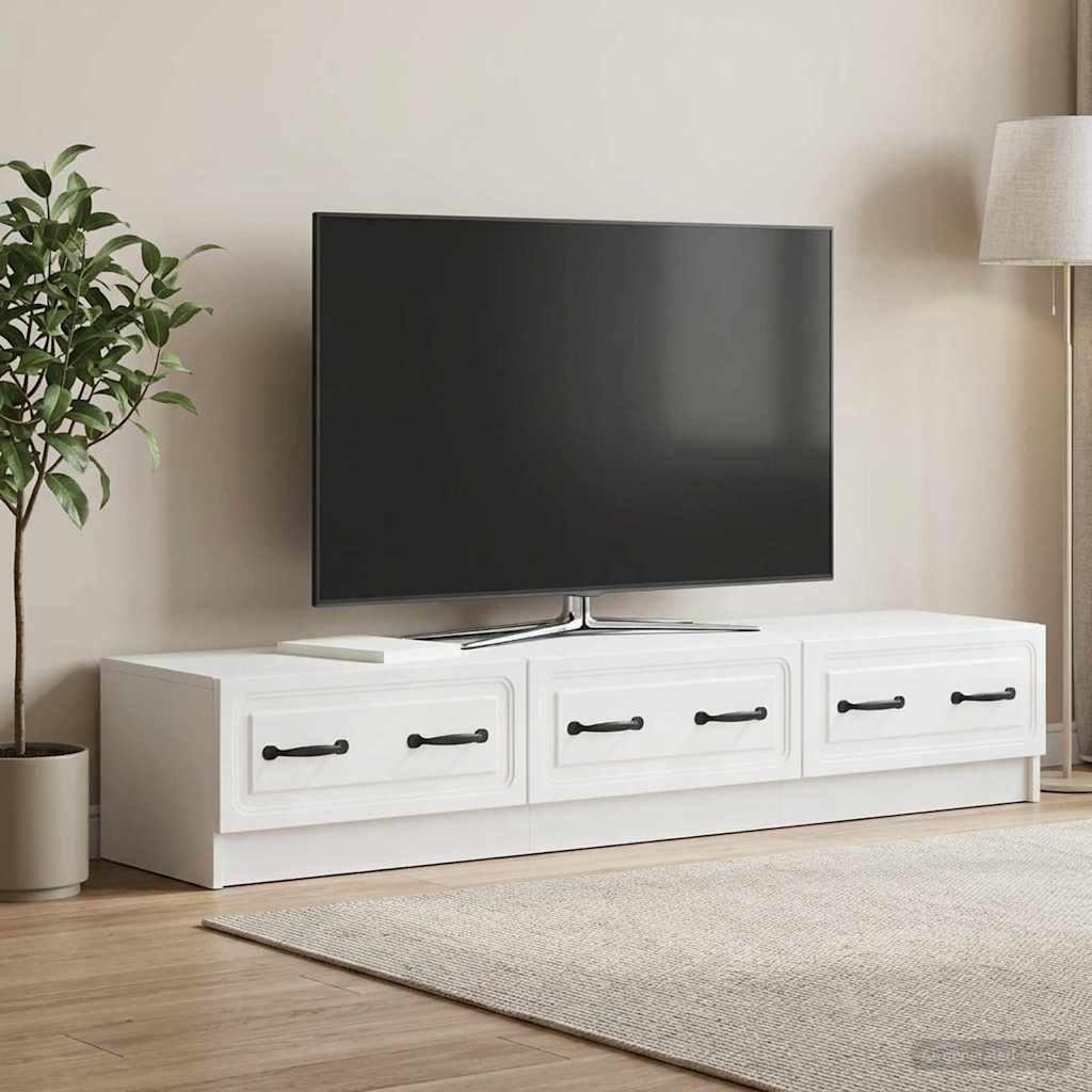 TV szekrény Magasfényű Fehér 147 x 34,5 x 27 cm Szerelt Fa