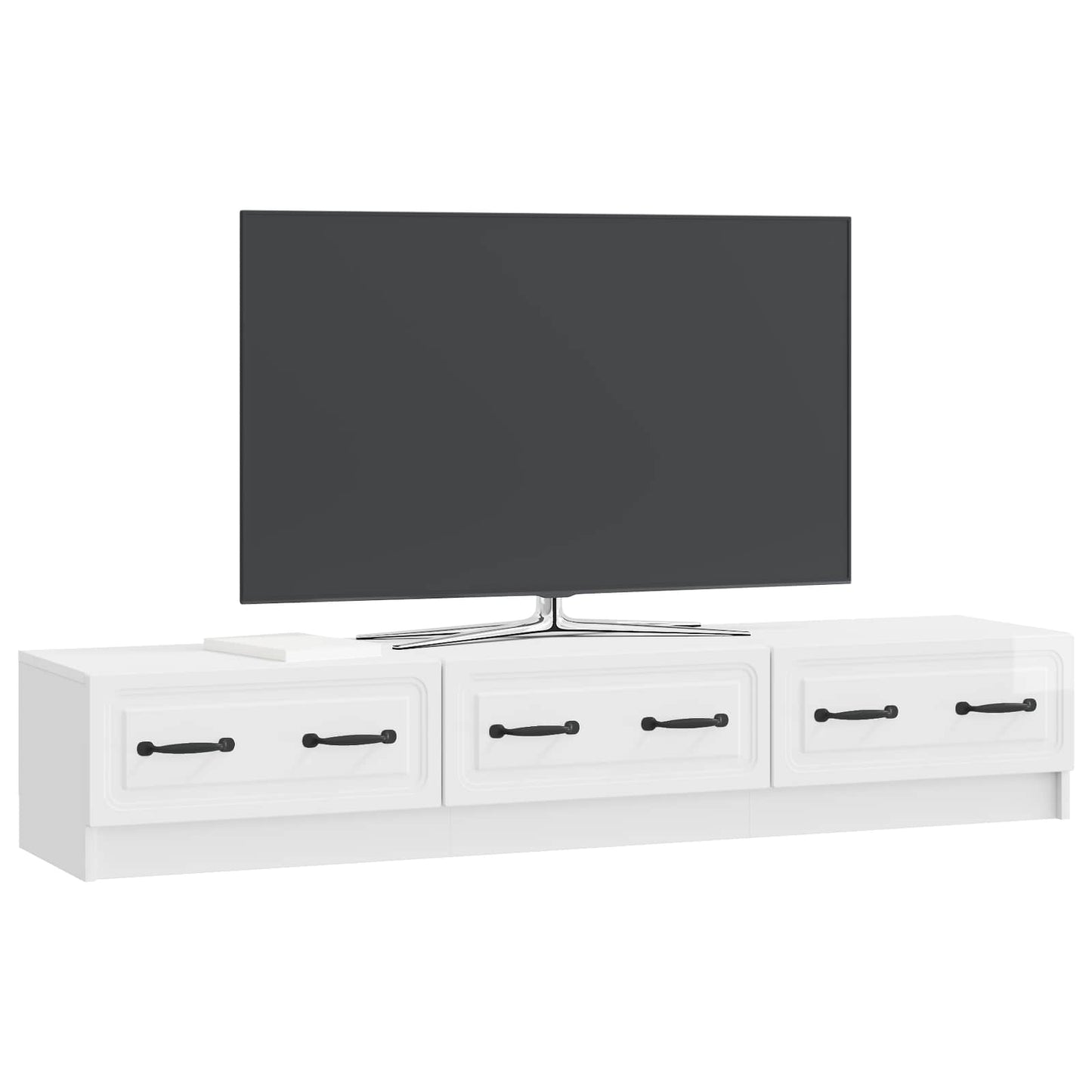 TV szekrény Magasfényű Fehér 147 x 34,5 x 27 cm Szerelt Fa