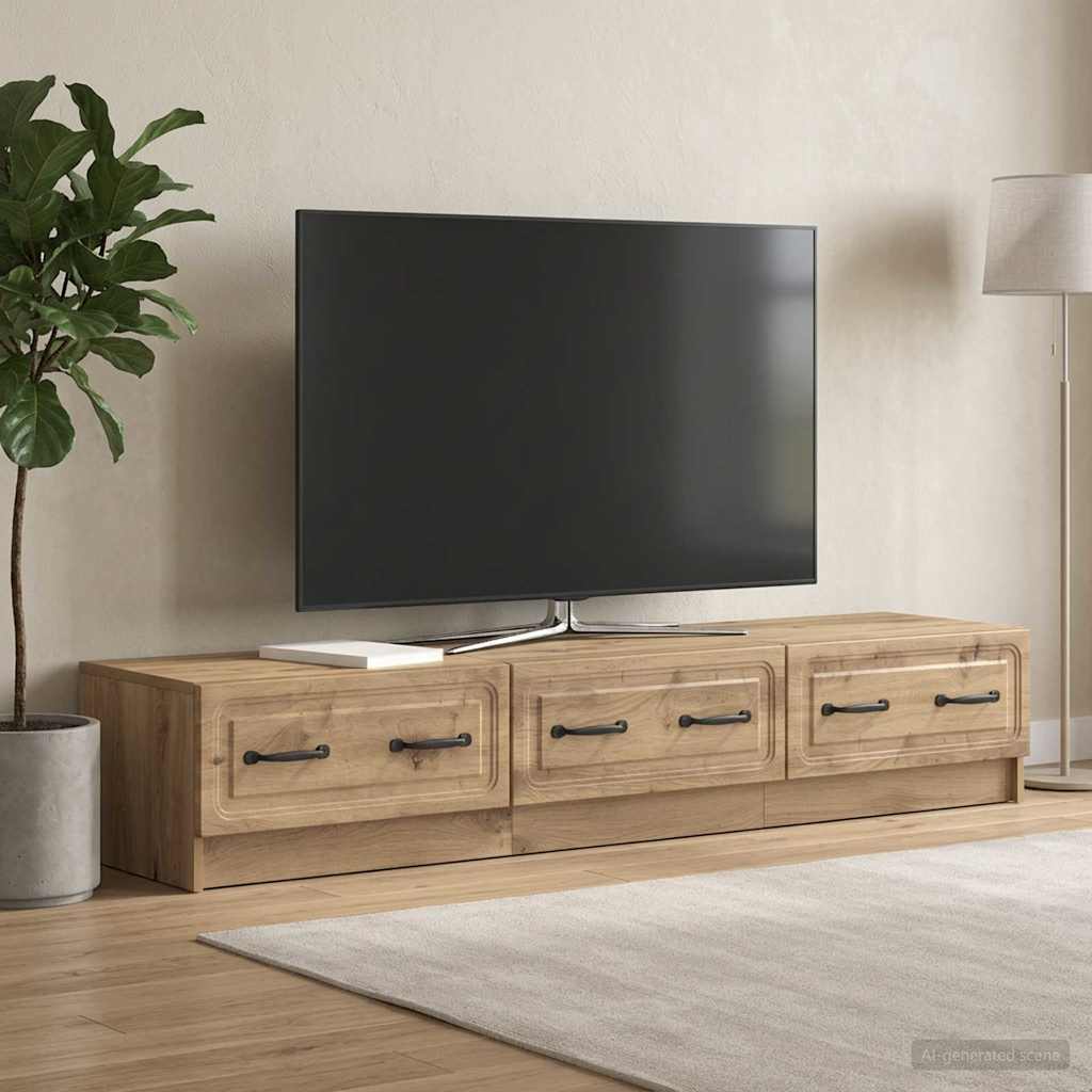 TV szekrény 147 x 34,5 x 27 cm Kézműves Tölgy Szerelt Fa