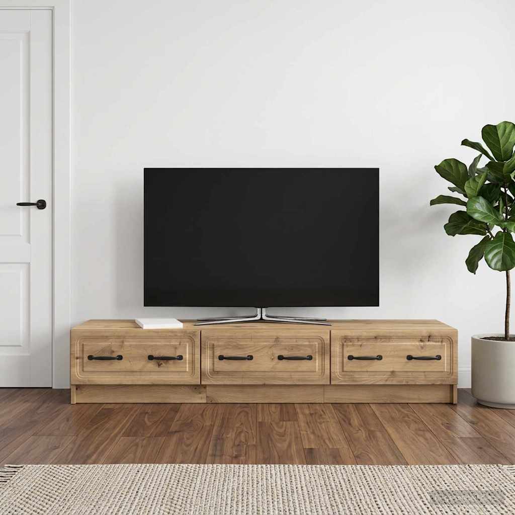 TV szekrény 147 x 34,5 x 27 cm Kézműves Tölgy Szerelt Fa