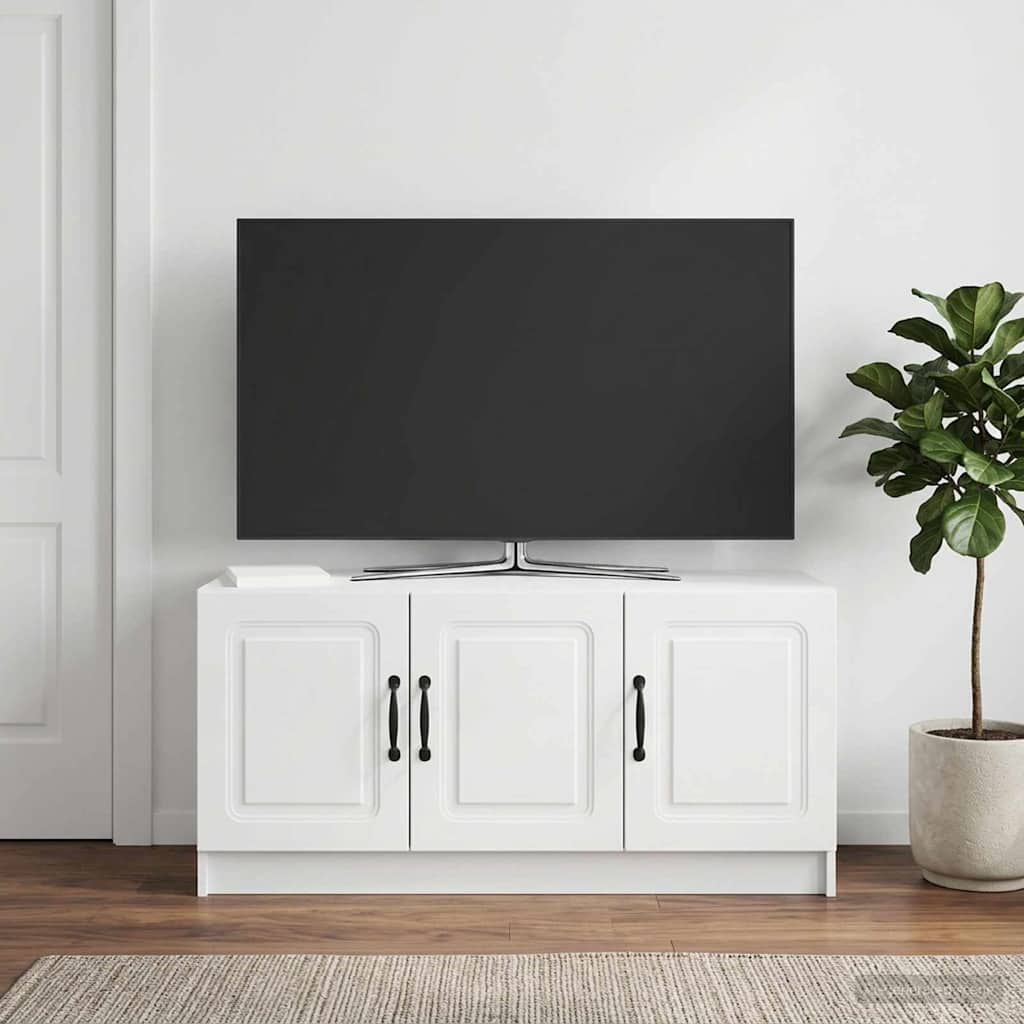 TV szekrény Magasfényű Fehér 99 x 34,5 x 47 cm Szerelt Fa