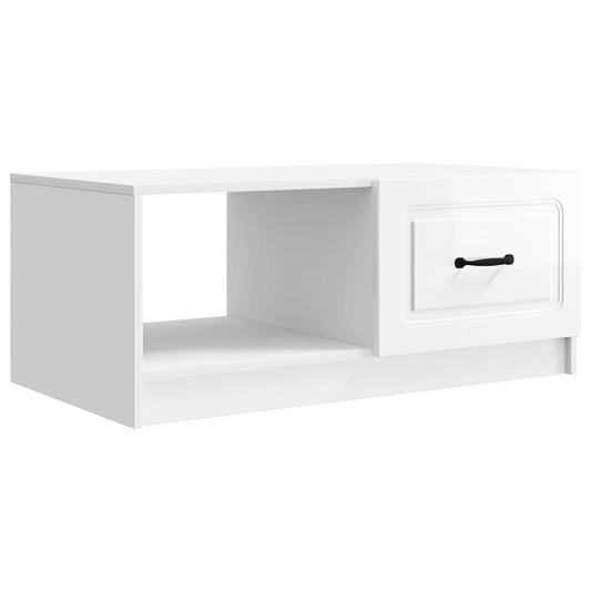 Dohányzóasztal Magasfényű Fehér 90 x 50 x 37 cm Szerelt Fa
