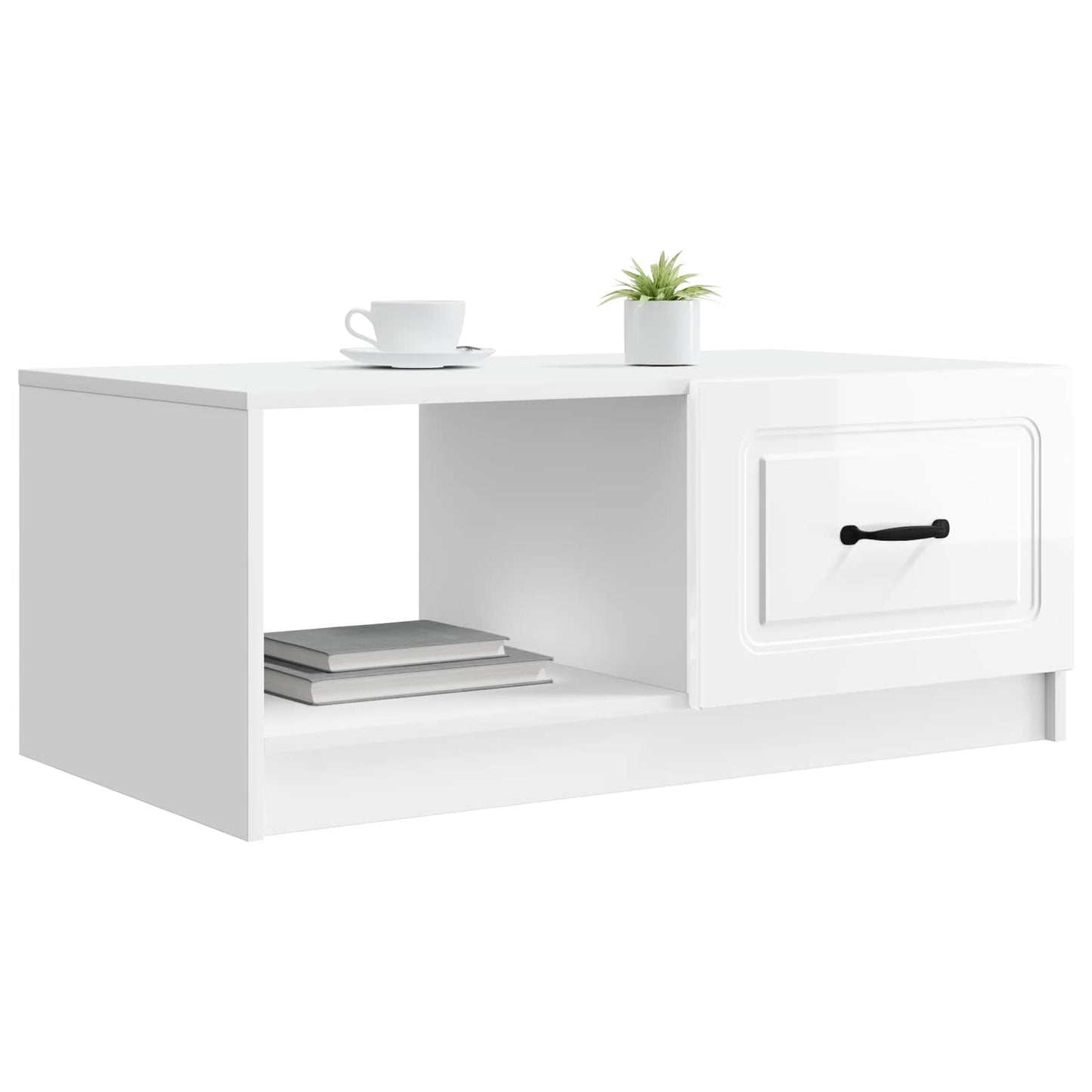 Dohányzóasztal Magasfényű Fehér 90 x 50 x 37 cm Szerelt Fa