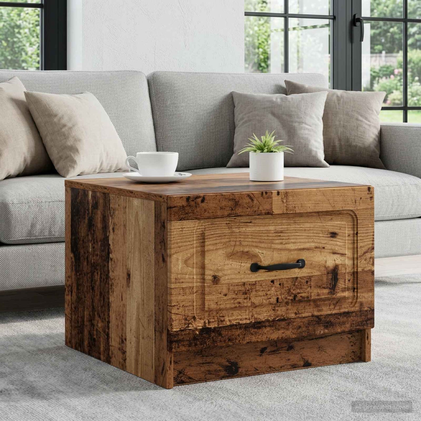 Dohányzóasztal fiókkal Antik Fa 49 x 50 x 37 cm Szerelt Fa