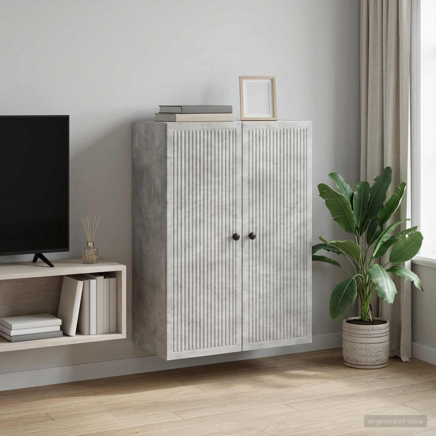 Fali szekrény Betonszürke 66 x 34,5 x 90 cm Szerelt Fa