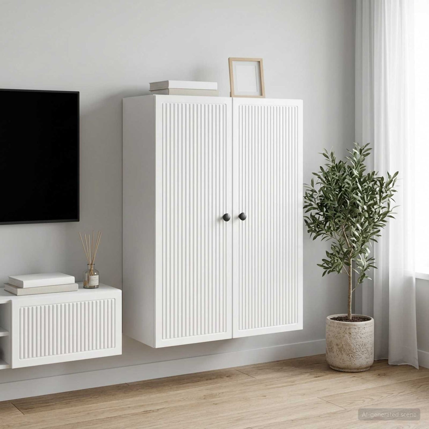 Fali szekrény Magasfényű Fehér 66 x 34,5 x 90 cm Szerelt Fa