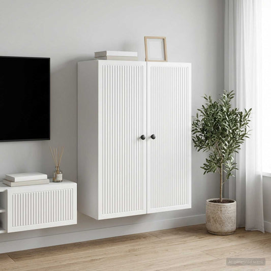 Fali szekrény Magasfényű Fehér 66 x 34,5 x 90 cm Szerelt Fa