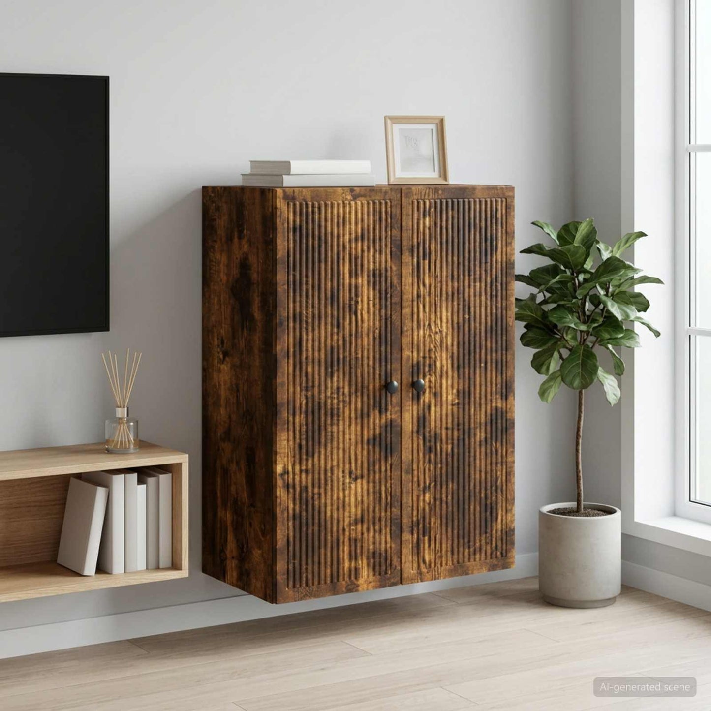 Fali szekrény Füstös Tölgy 66 x 34,5 x 90 cm Szerelt Fa