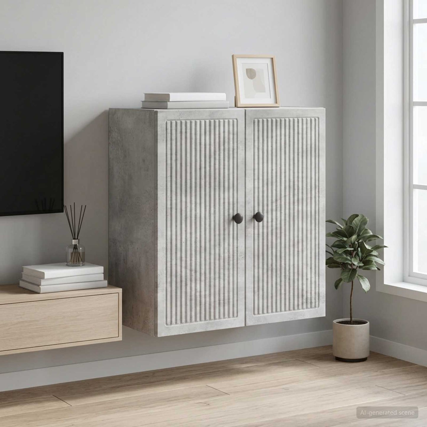 Fali szekrény Betonszürke 59 x 31 x 60 cm Szerelt Fa