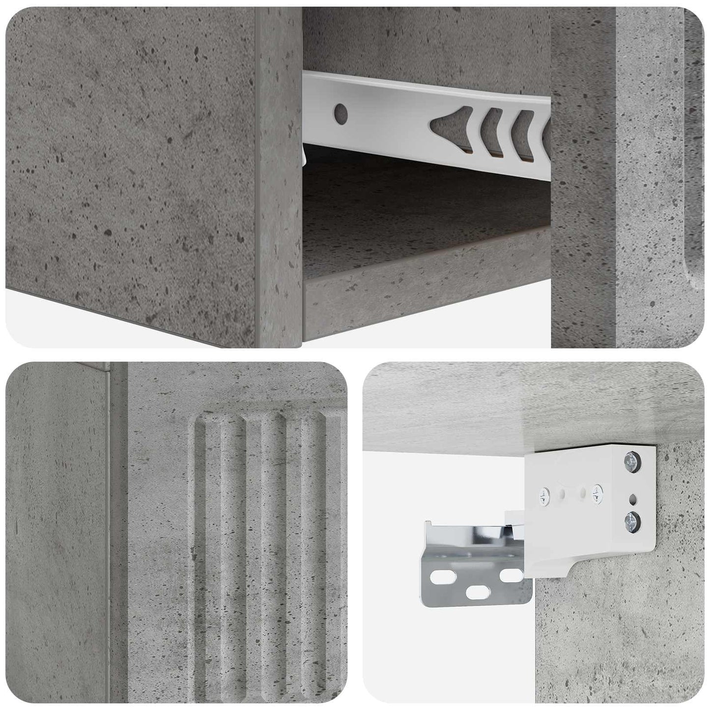 Fali oldaltábla Betonszürke 59 x 34,5 x 17 cm Szerelt Fa