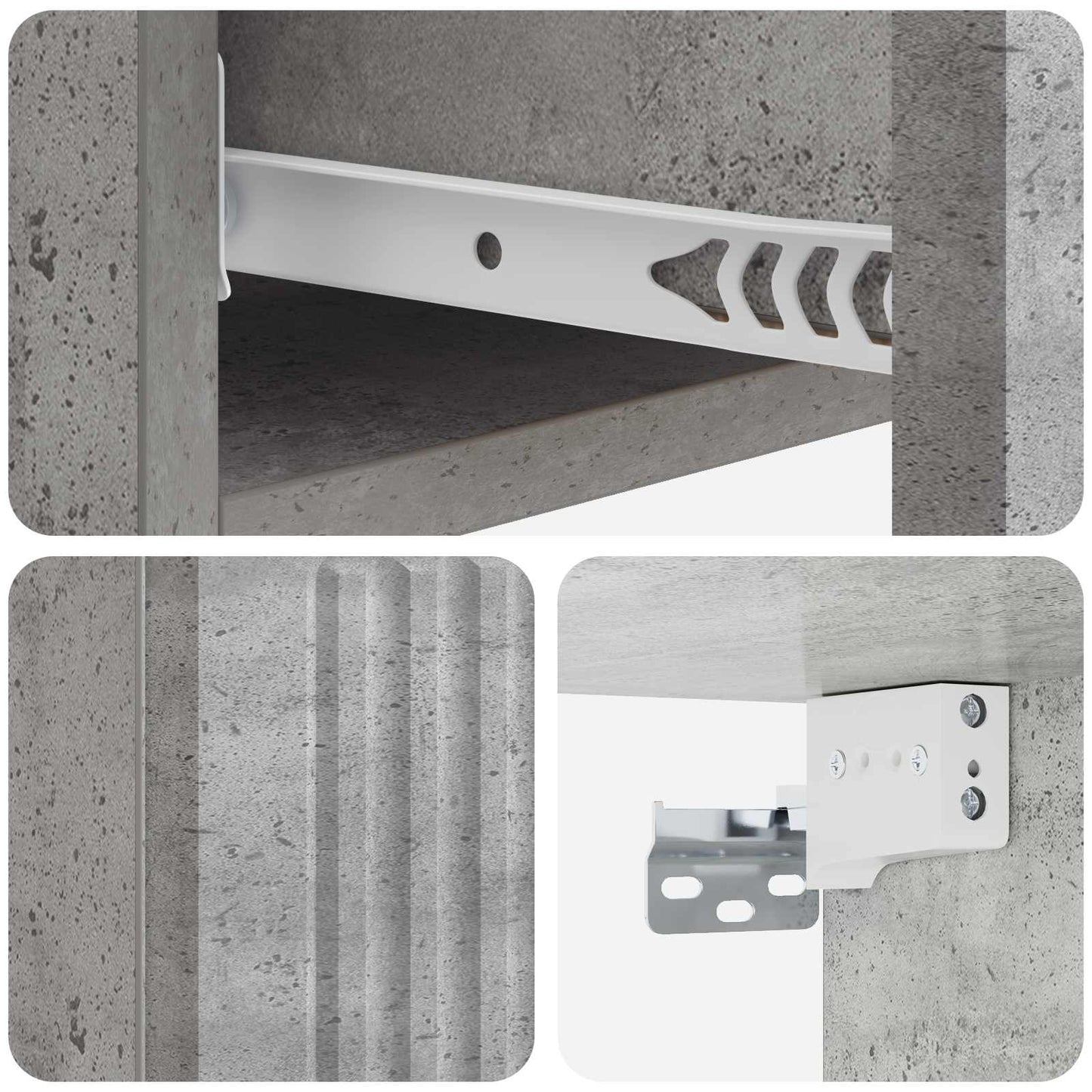 Fali oldaltábla Betonszürke 87,5 x 34,5 x 17 cm Szerelt Fa