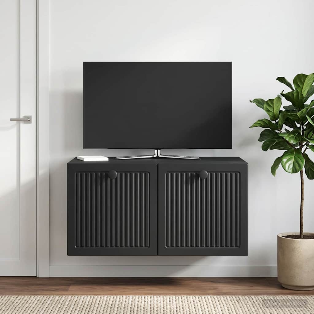 Fali TV szekrény Fekete 59,5 x 41 x 30 cm Szerelt Fa
