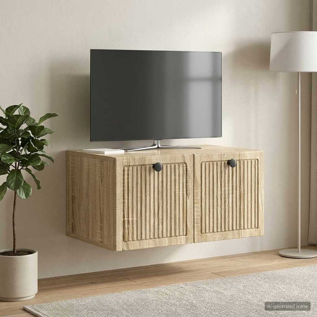 Fali TV szekrény Sonoma Tölgy 59,5 x 41 x 30 cm Szerelt Fa