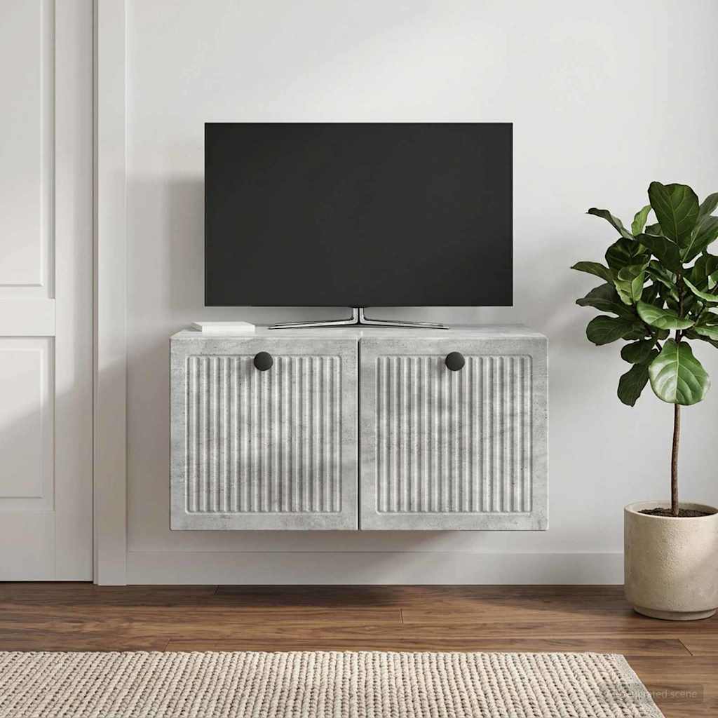 Fali TV szekrény Betonszürke 59,5 x 41 x 30 cm Szerelt Fa