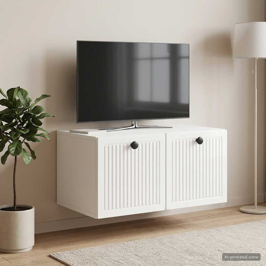 Fali TV szekrény Magasfényű Fehér 59,5 x 41 x 30 cm Szerelt Fa