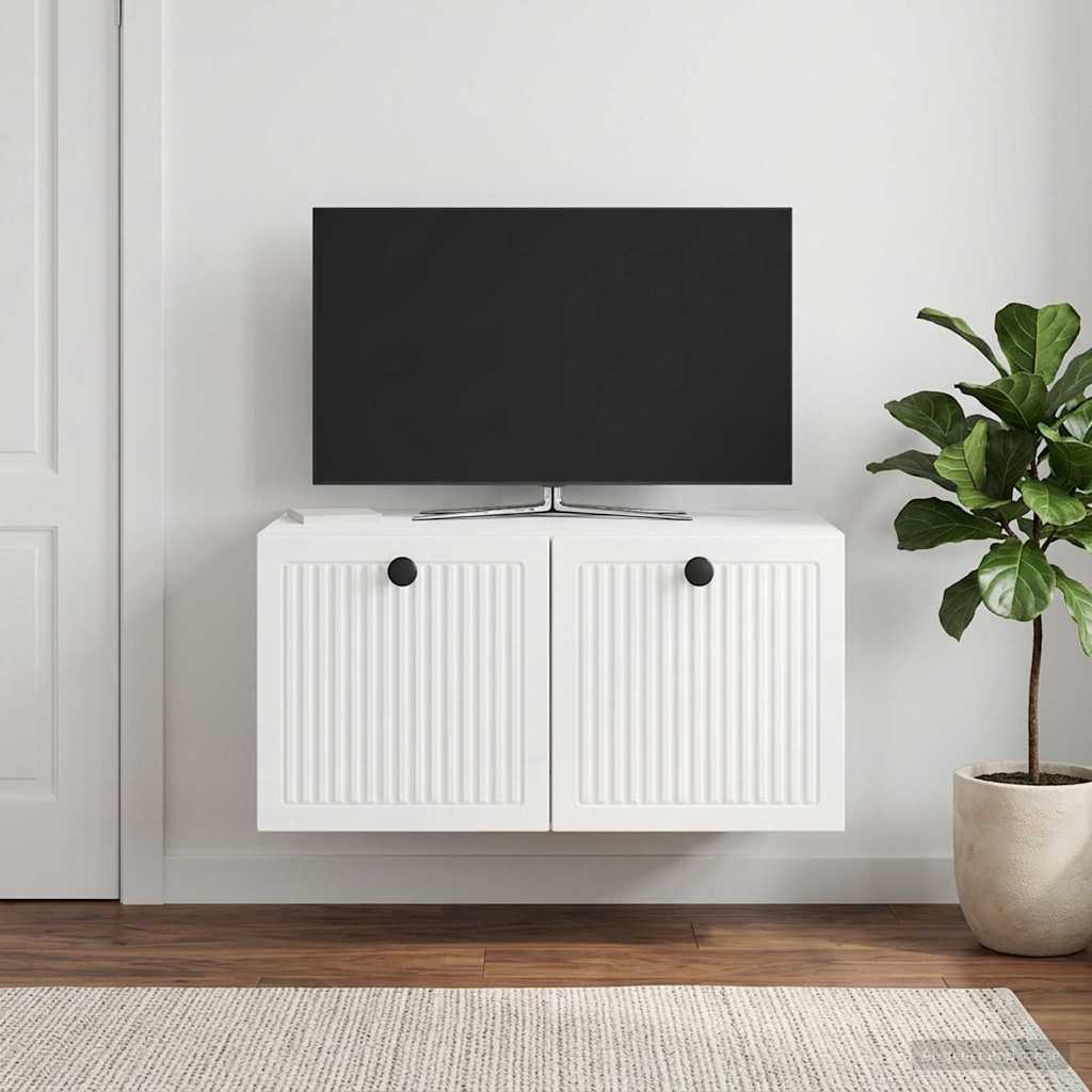 Fali TV szekrény Magasfényű Fehér 59,5 x 41 x 30 cm Szerelt Fa