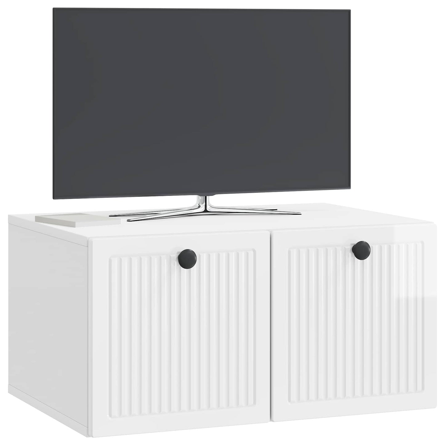 Fali TV szekrény Magasfényű Fehér 59,5 x 41 x 30 cm Szerelt Fa