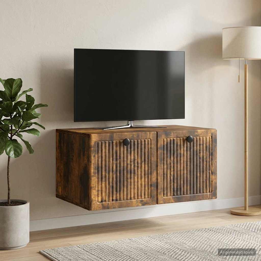 Fali TV szekrény Füstös Tölgy 59,5 x 41 x 30 cm Szerelt Fa