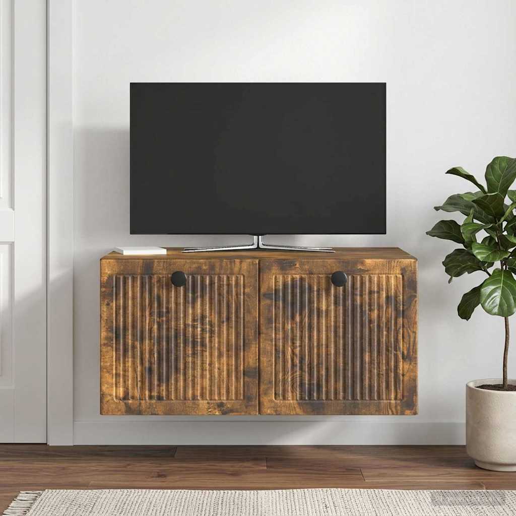 Fali TV szekrény Füstös Tölgy 59,5 x 41 x 30 cm Szerelt Fa