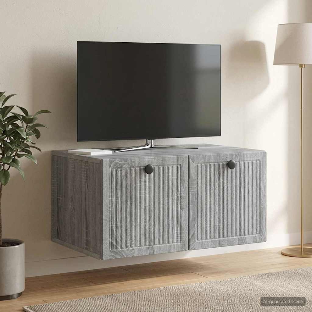 Fali TV szekrény Szürke Sonoma 59,5 x 41 x 30 cm Szerelt Fa