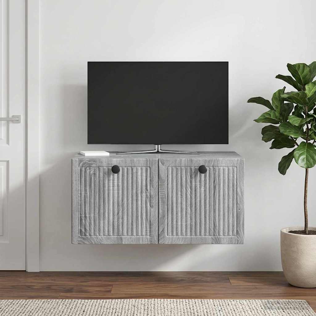 Fali TV szekrény Szürke Sonoma 59,5 x 41 x 30 cm Szerelt Fa