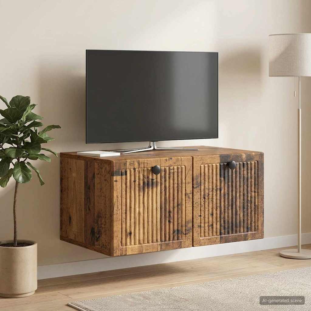 Fali TV szekrény Antik Fa 59,5 x 41 x 30 cm Szerelt Fa
