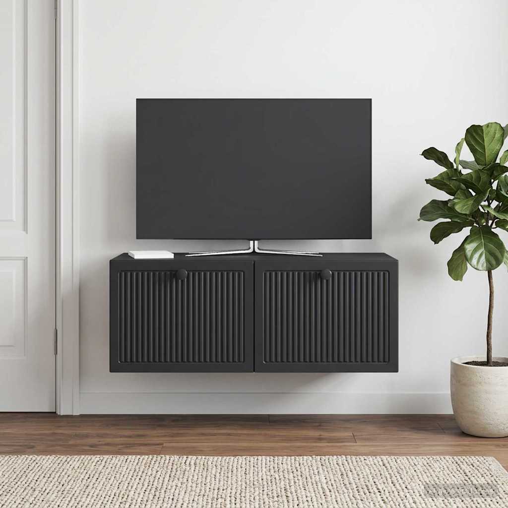 Fali TV szekrény Fekete 78,5 x 41 x 30 cm Szerelt Fa