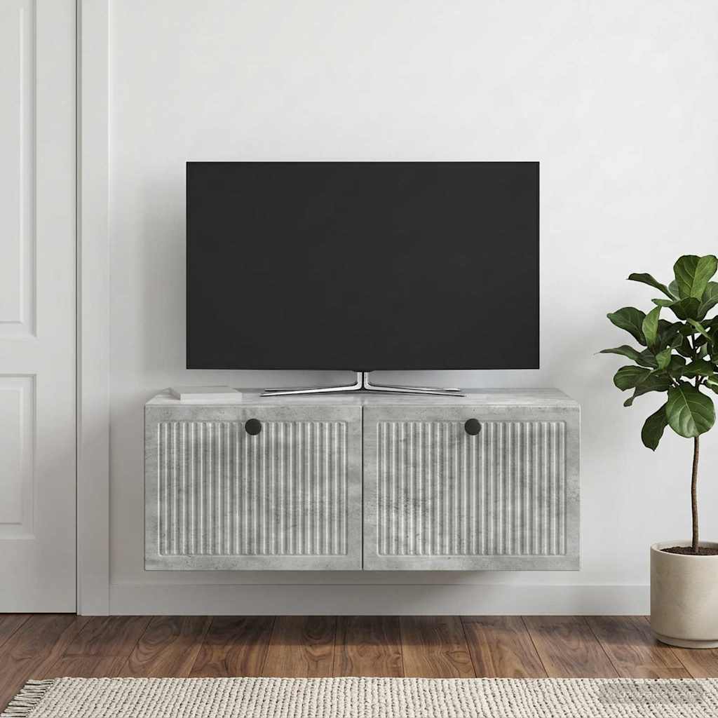 Fali TV szekrény Betonszürke 78,5 x 41 x 30 cm Szerelt Fa