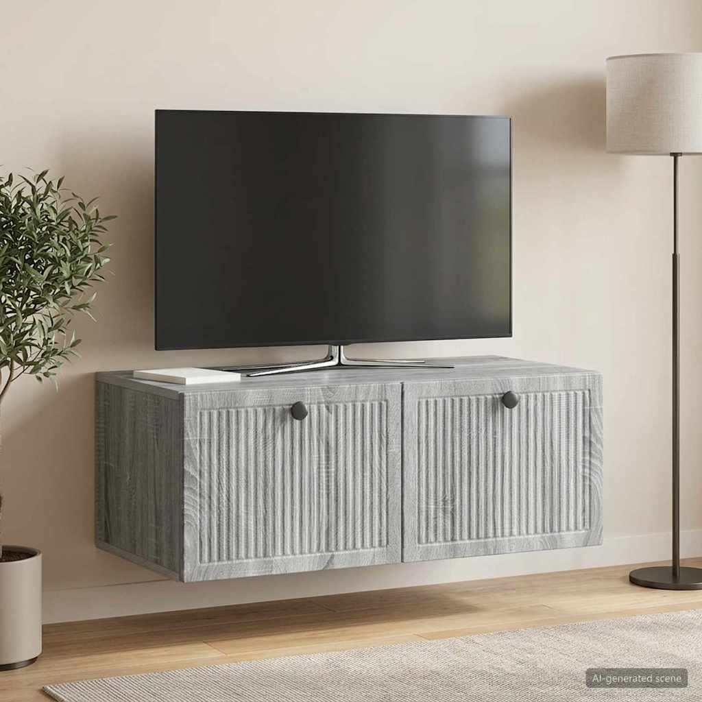 Fali TV szekrény Szürke Sonoma 78,5 x 41 x 30 cm Szerelt Fa