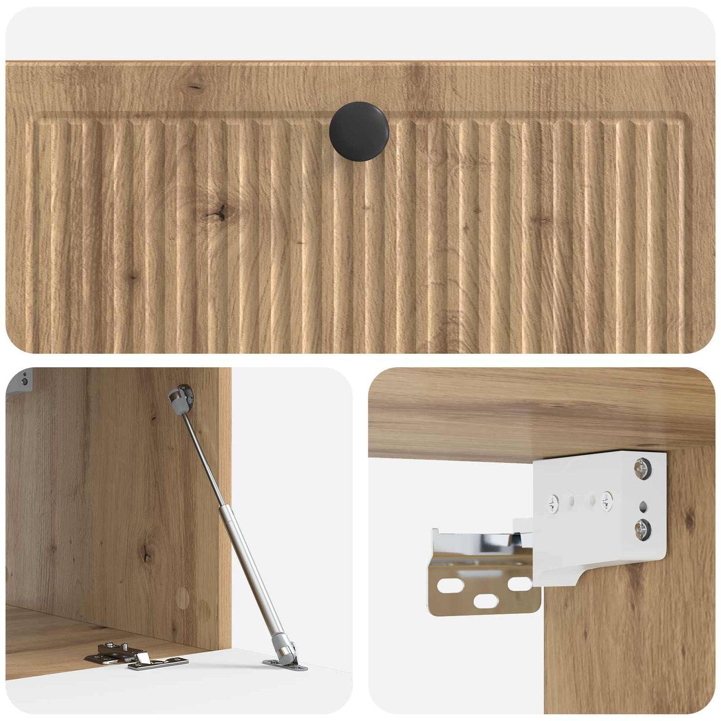 Fali TV szekrény 78,5 x 41 x 30 cm Kézműves Tölgy Szerelt Fa