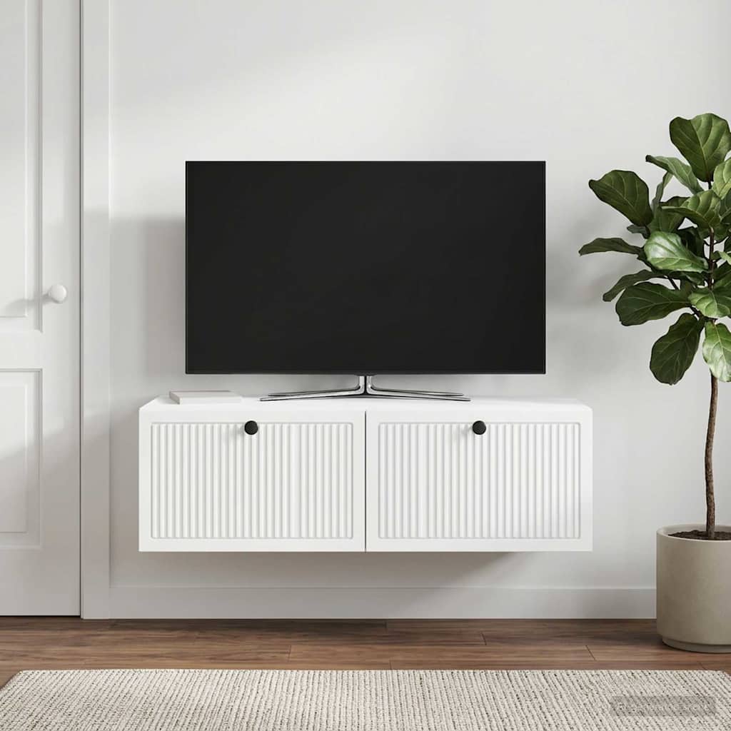 Fali TV szekrény Fehér 98 x 41 x 30 cm Szerelt Fa