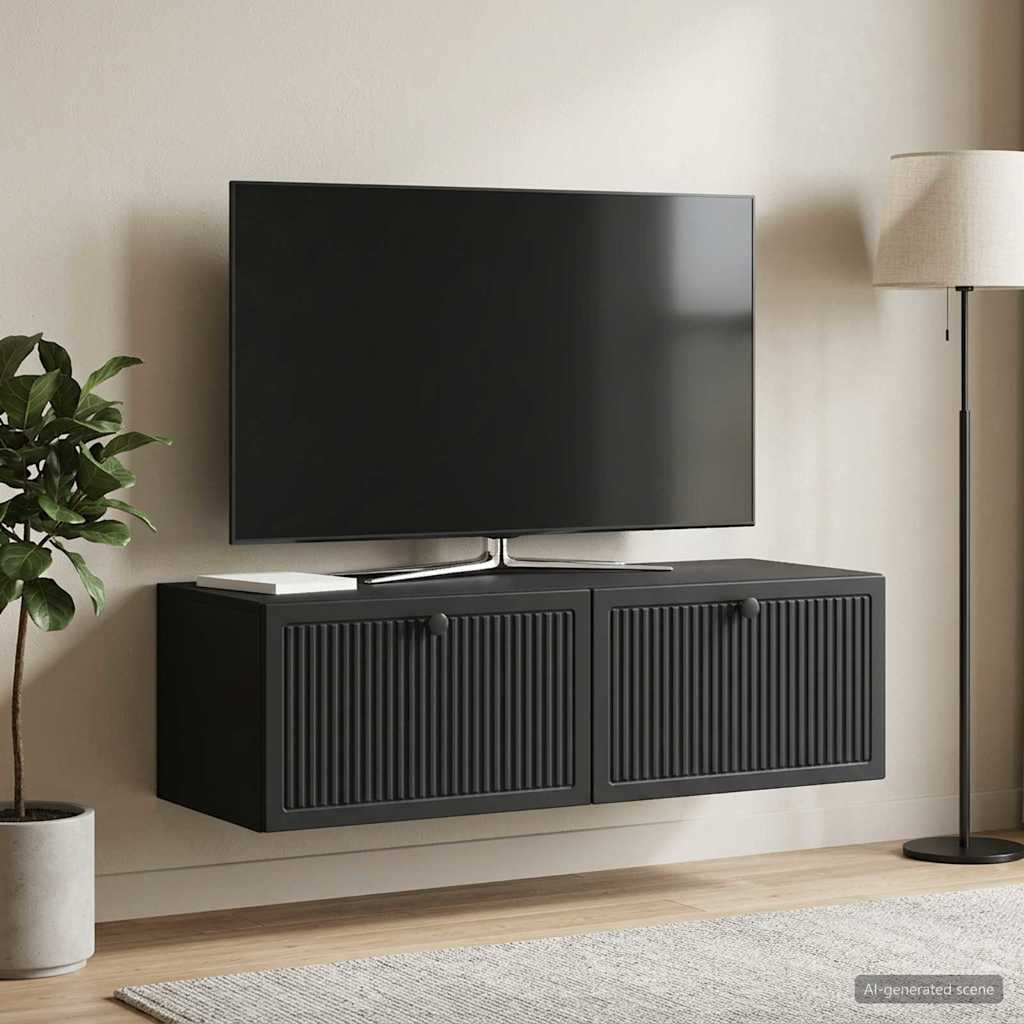Fali TV szekrény Fekete 98 x 41 x 30 cm Szerelt Fa