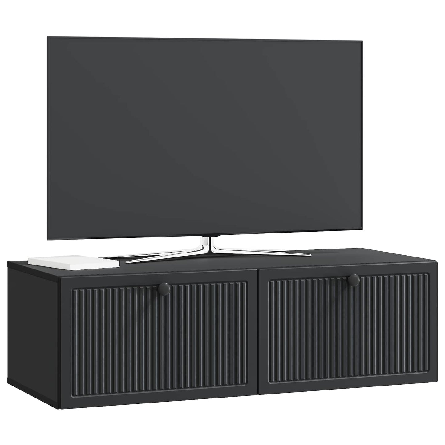 Fali TV szekrény Fekete 98 x 41 x 30 cm Szerelt Fa